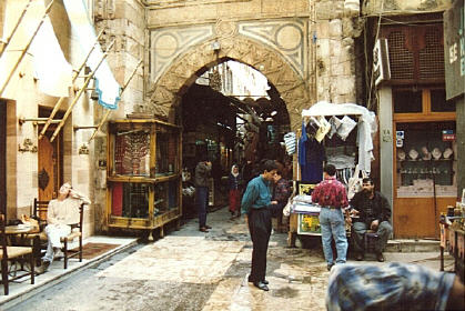 Caroline having Turkish Coffee in the Cairo Souk